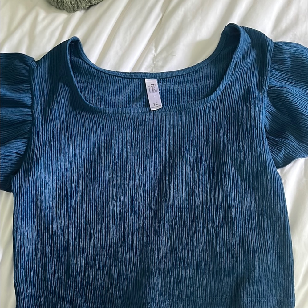 Francesca's Collections Blue Textured Top